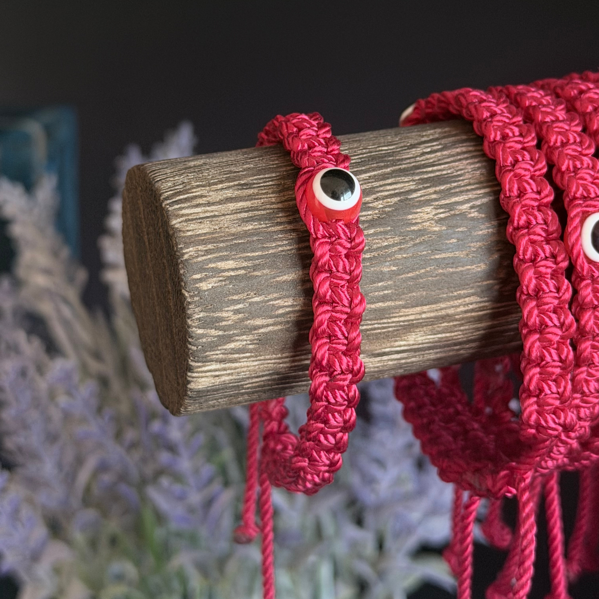 PULSERA ARTESANAL OJO TURCO ROJA